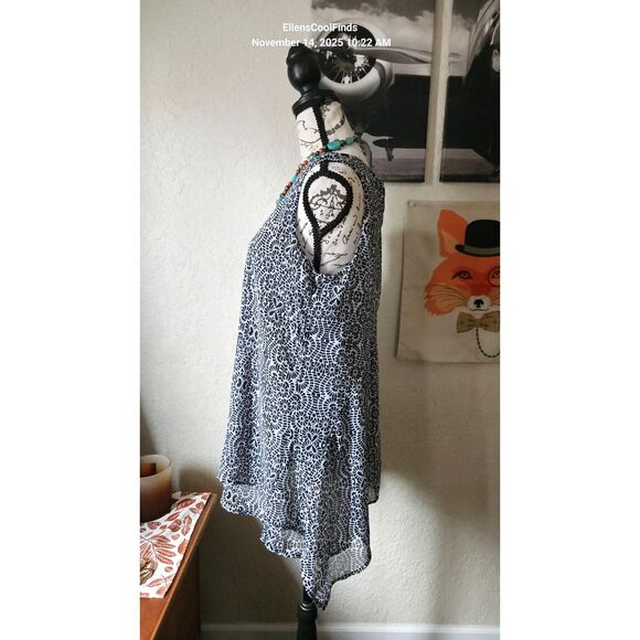 Fever layered sleeveless blouse Black & White Women's M - Picture 5 of 9